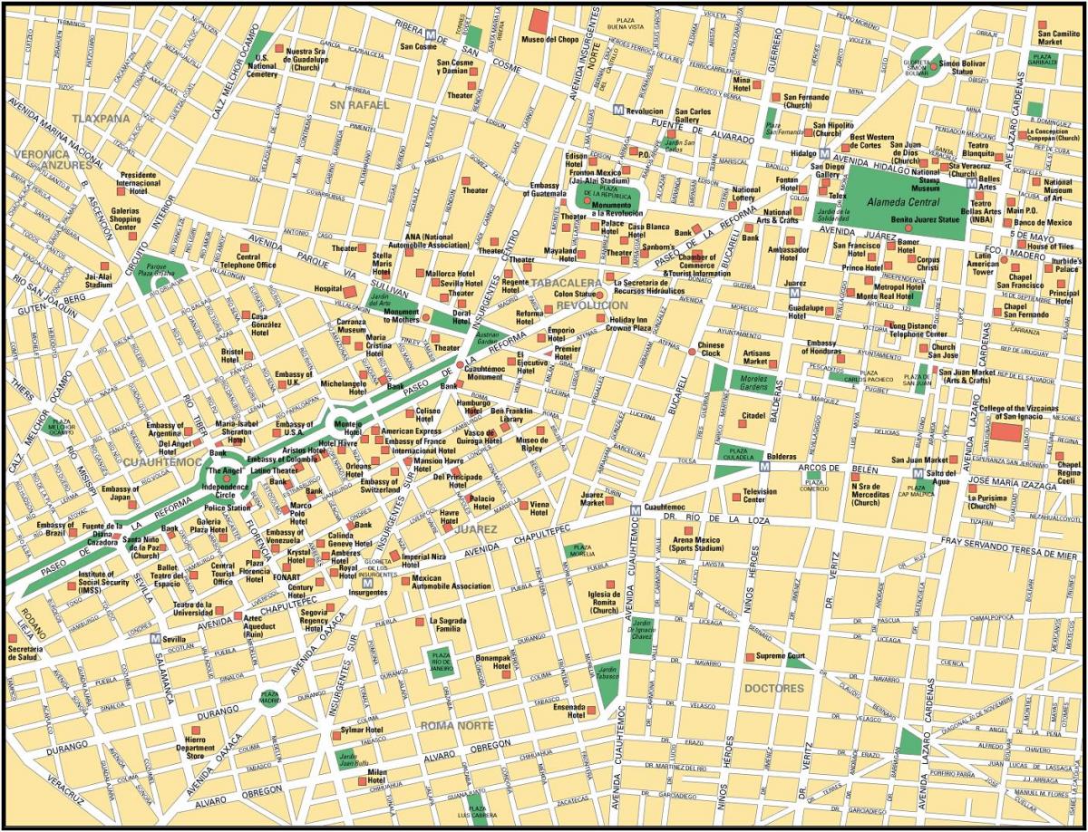 peta Mexico City tempat menarik