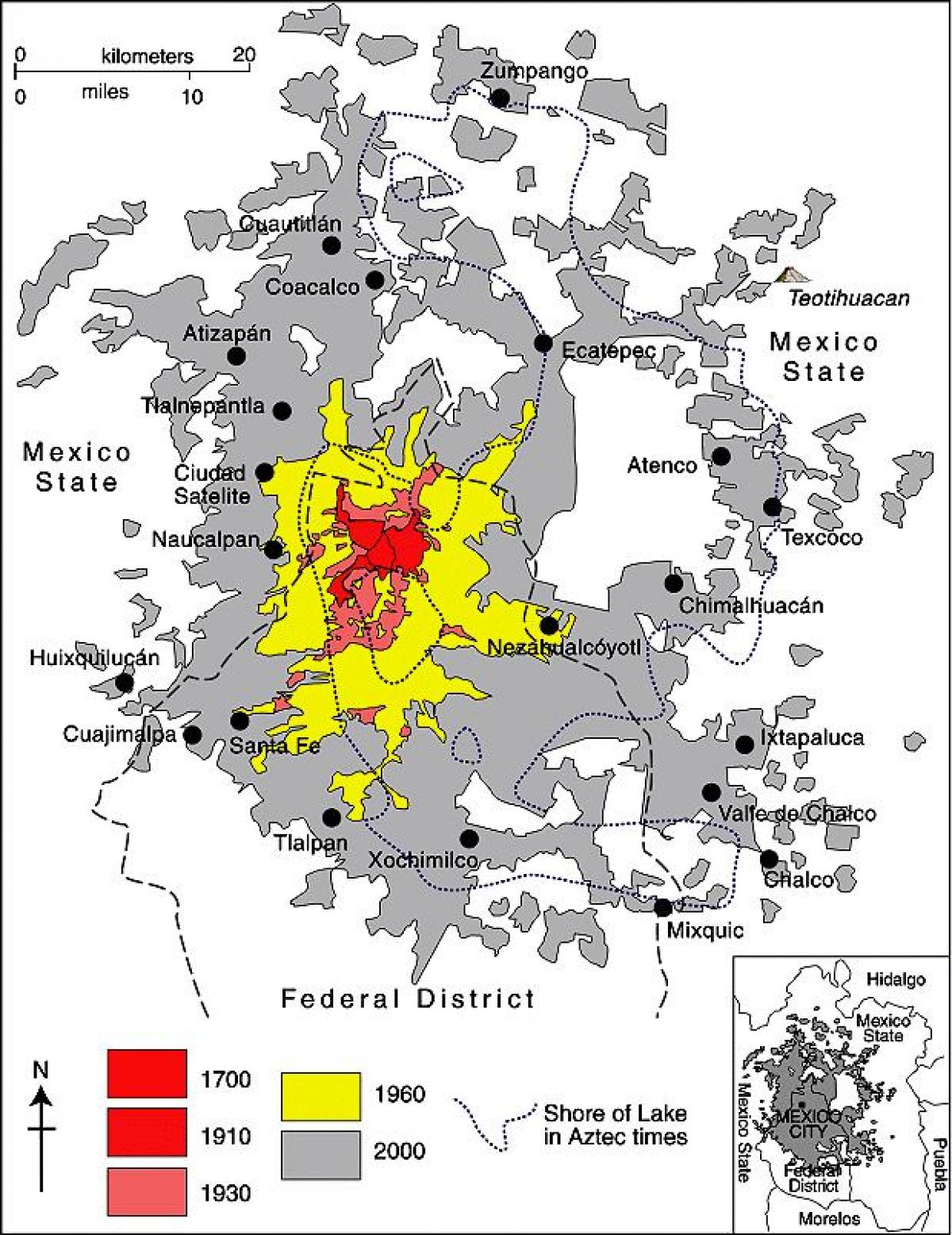 peta Bandar Mexico daerah