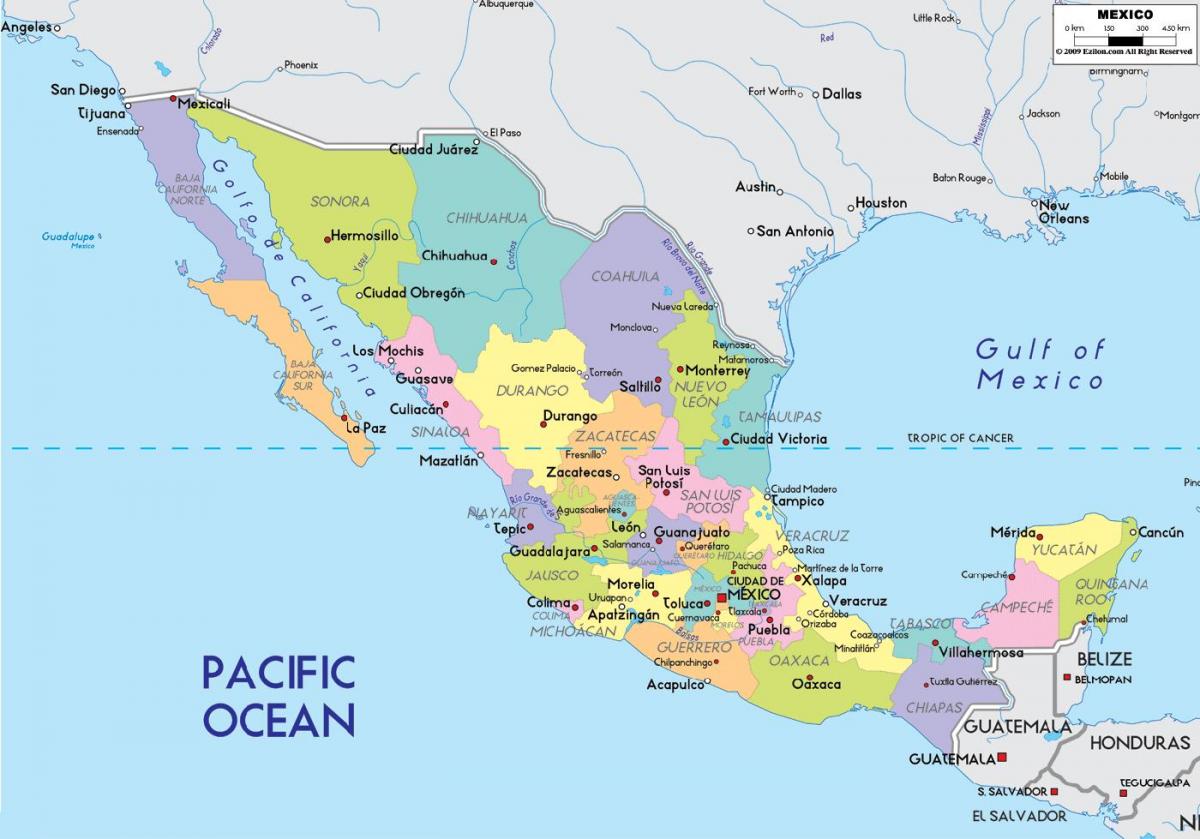 peta Bandar Mexico negeri
