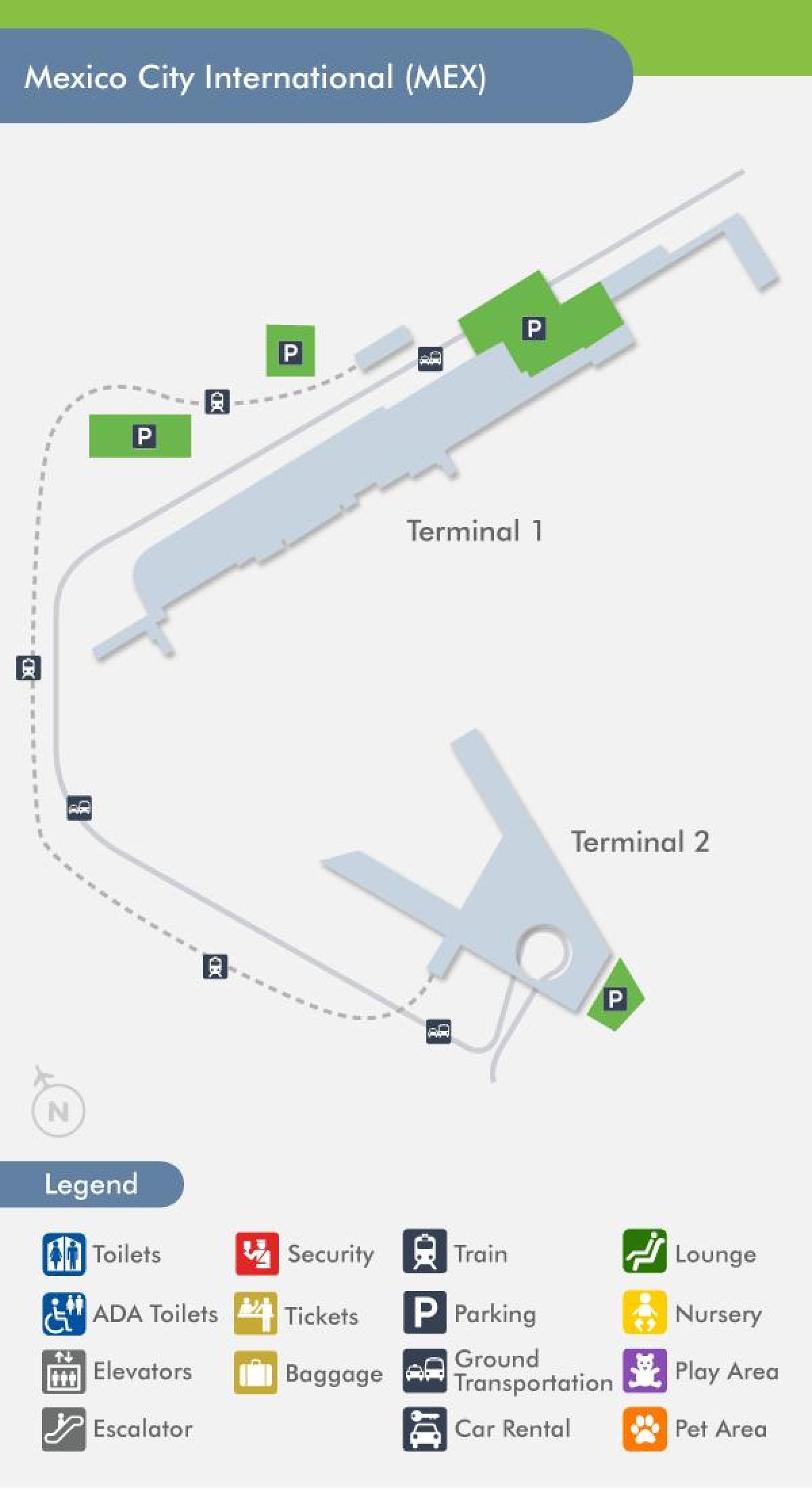 Mexico City peta terminal lapangan terbang