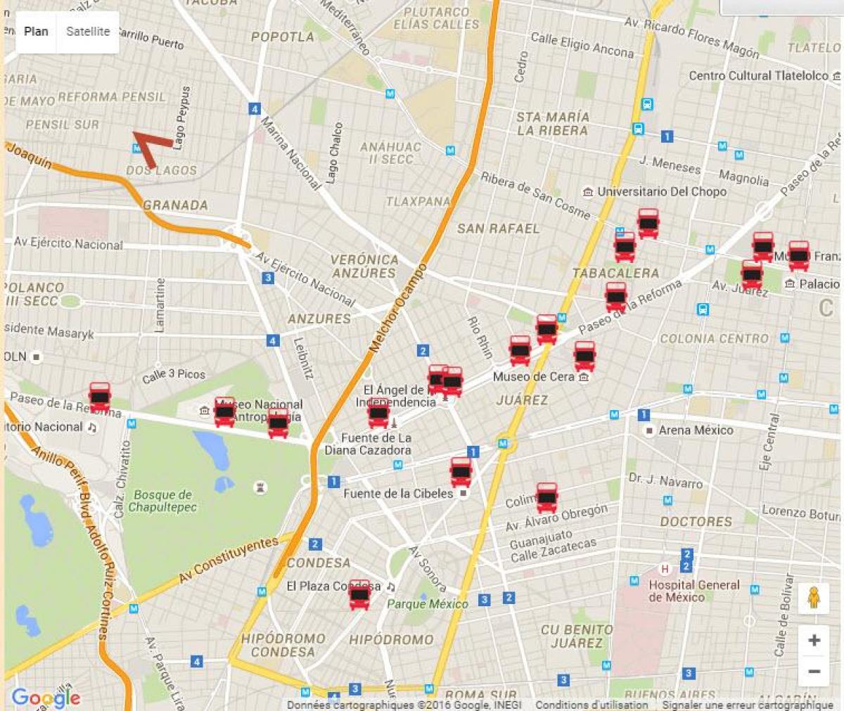 turibus Mexico City peta laluan